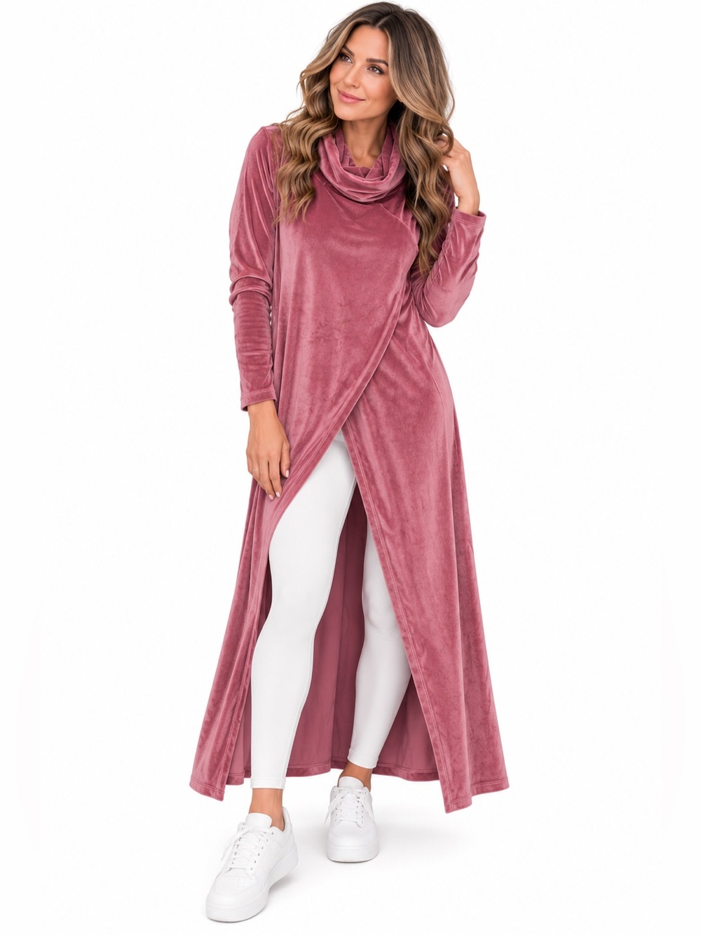 G by Giuliana Black Label Pink Velour Cowl Neck Maxi Dress M